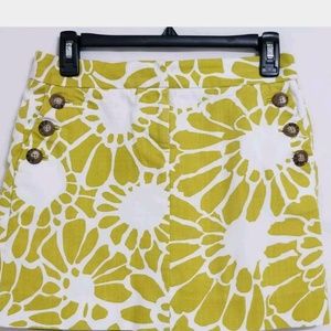 J Crew Womens Yellow White Floral Mini Skirt